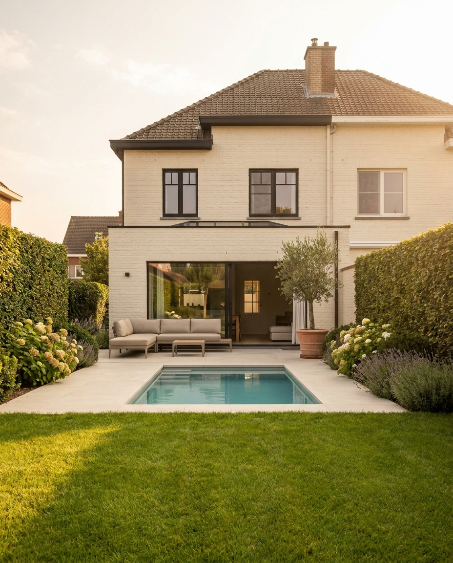 HOB kalei met Plons zwembad in groene tuin