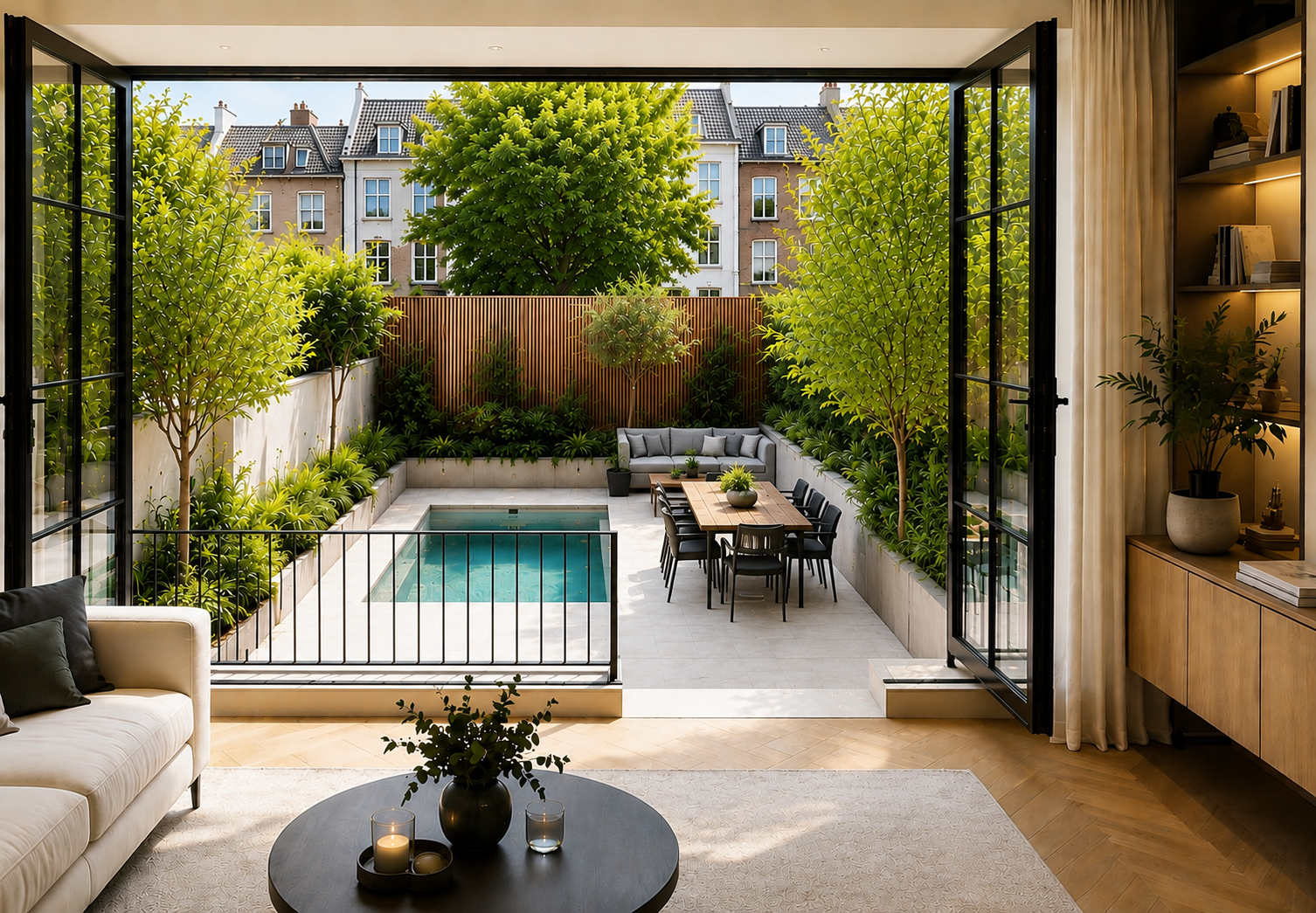 Plunge pool in een compacte Belgische stadstuin
