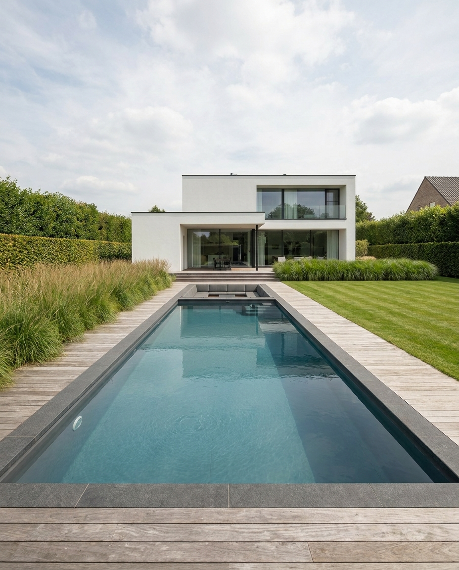Villa met lang zwembad en verzonken zitput
